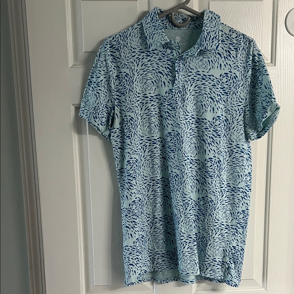 All in Motion Blue and White Patterned Polo Shirt